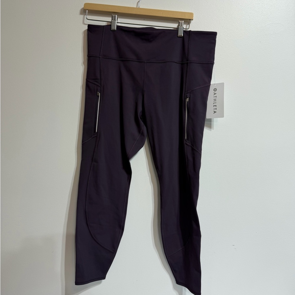 NWT Athleta Rainier Tight XL Purple Brushed Cold Weather Leggings